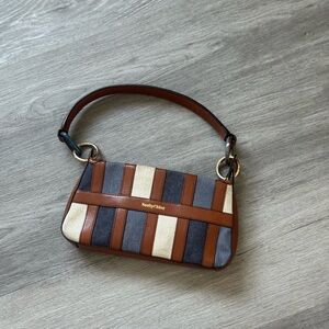 See By Chloe Striped Leather & Canvas Shoulder Bag in Brown, Blue, Cream
